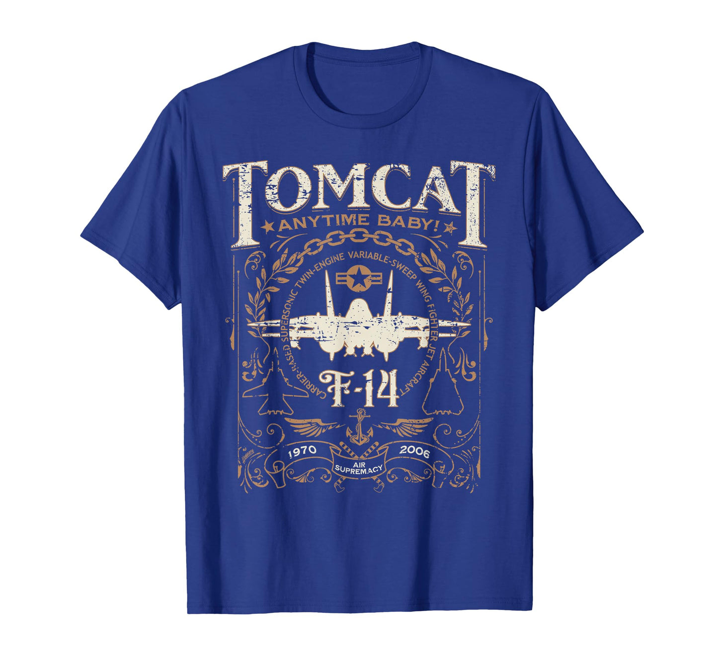 Classic F-14 Tomcat Military Fighter Jet Distressed Design T-Shirt