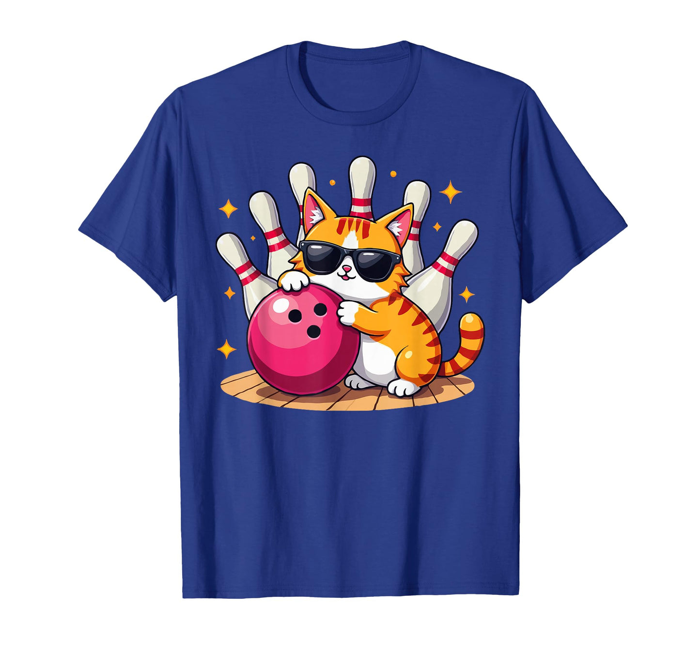 Cute Cat With Sunglasses Cat Playing Bowling For men women T-Shirt