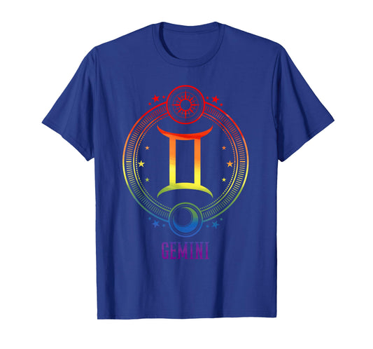 Rainbow Gemini Zodiac LGBT Pride May June Birthday Stars T-Shirt