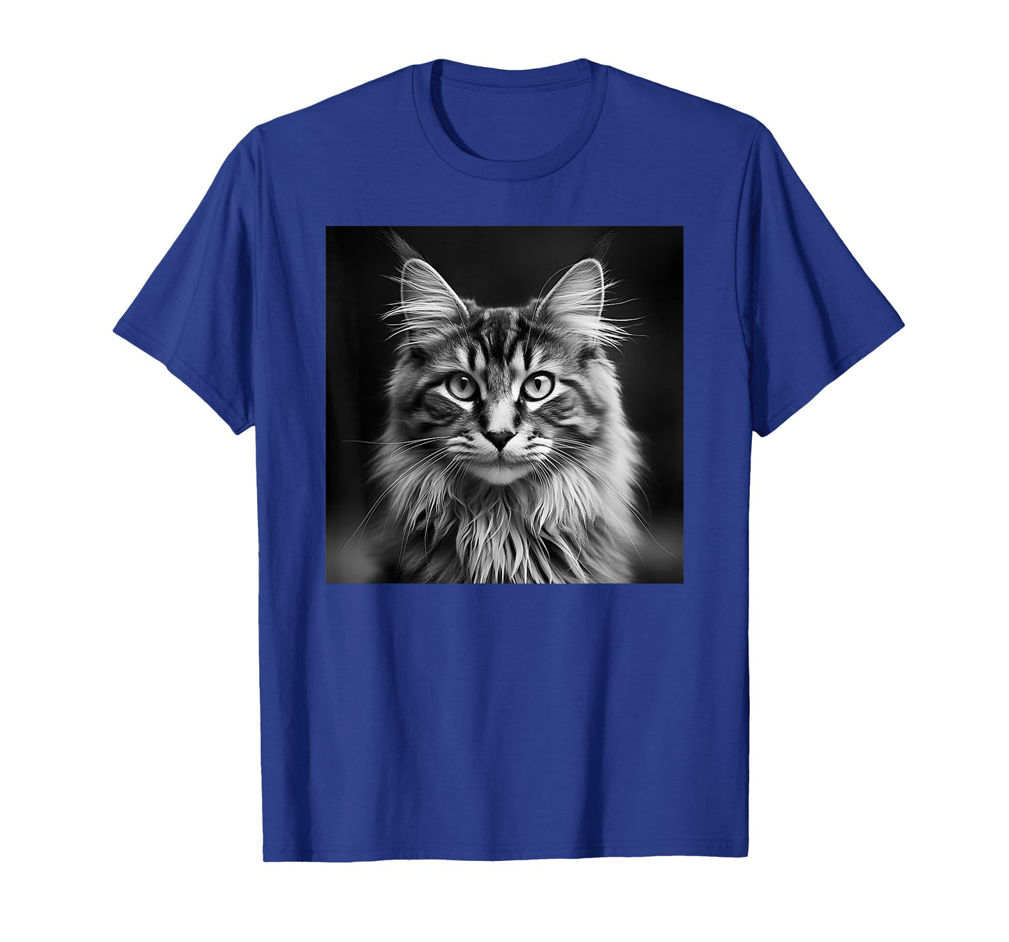 Maine Coon Cat Cinematic Black And White Photography T-Shirt