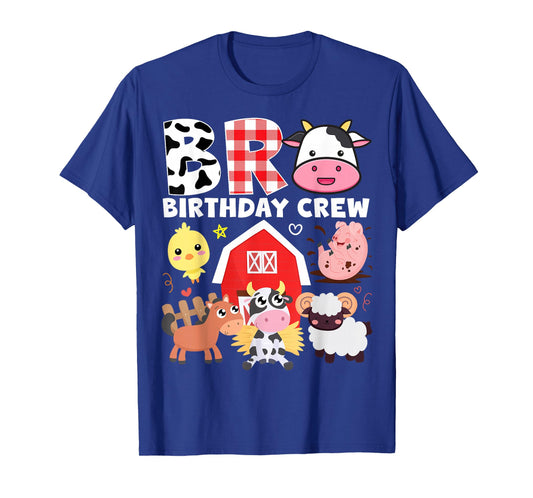 Cow Bro Birthday Crew Farm Theme Animals Kids Birthday Party T-Shirt