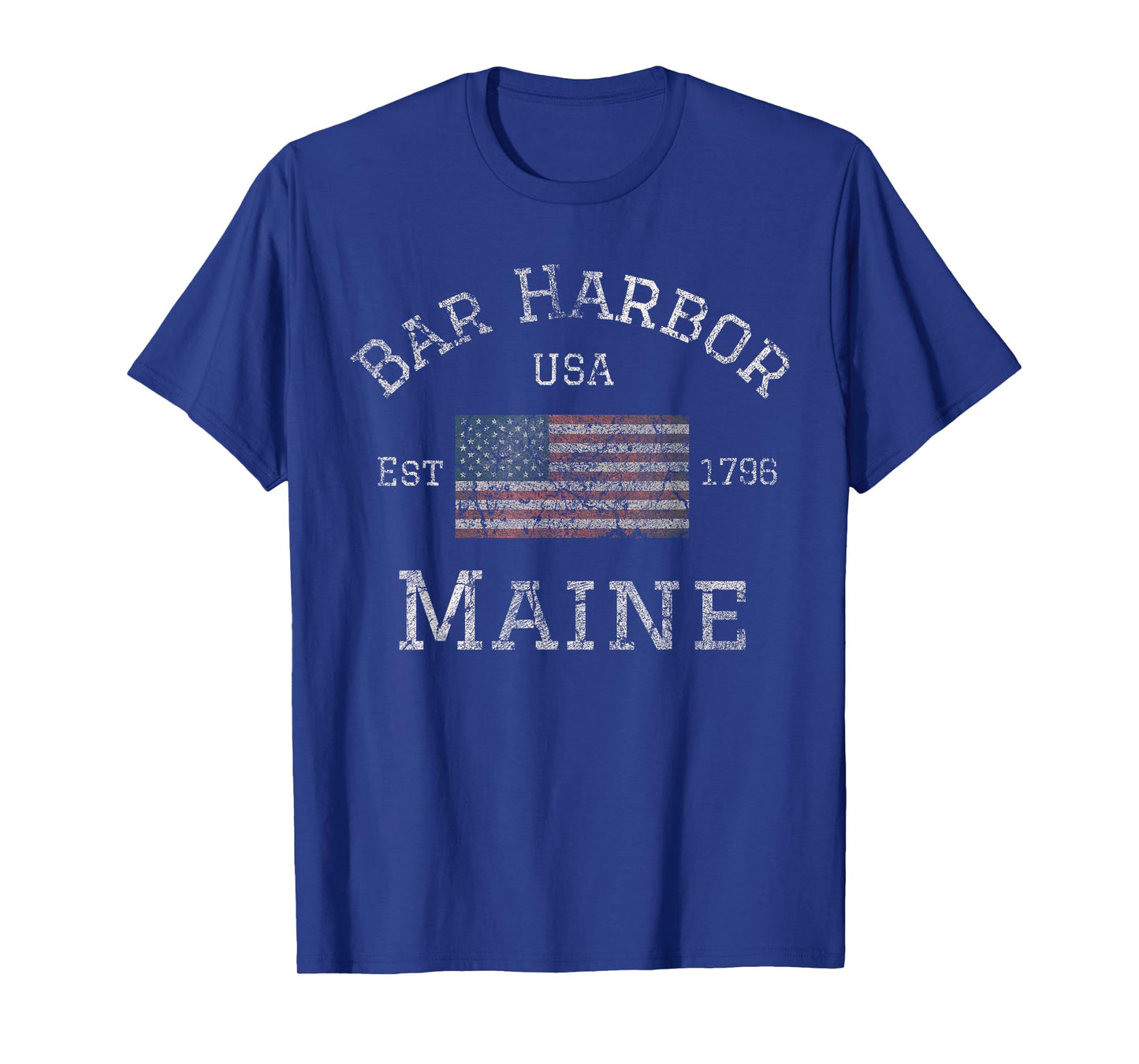 Bar Harbor Maine USA American Flag Established ME Vintage T-Shirt