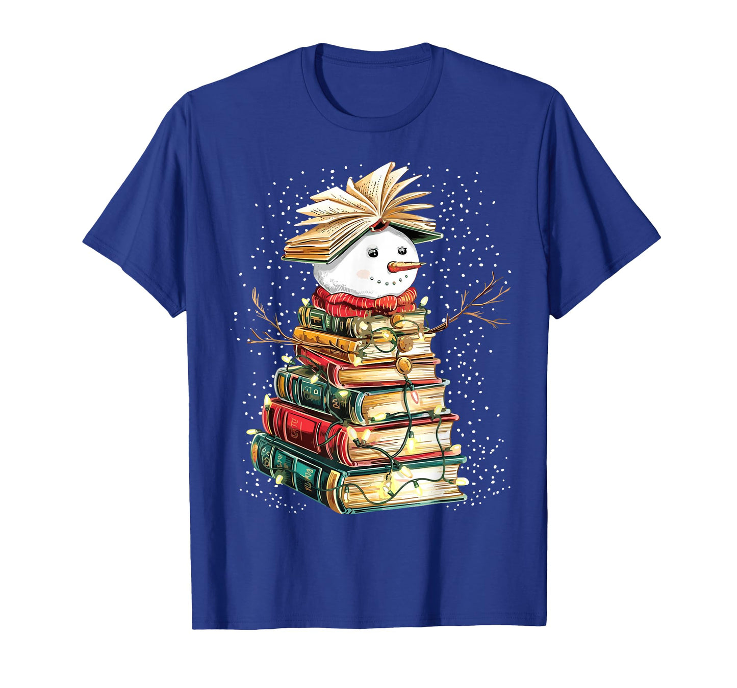 Book Snowman Christmas Tree Reading T-Shirt