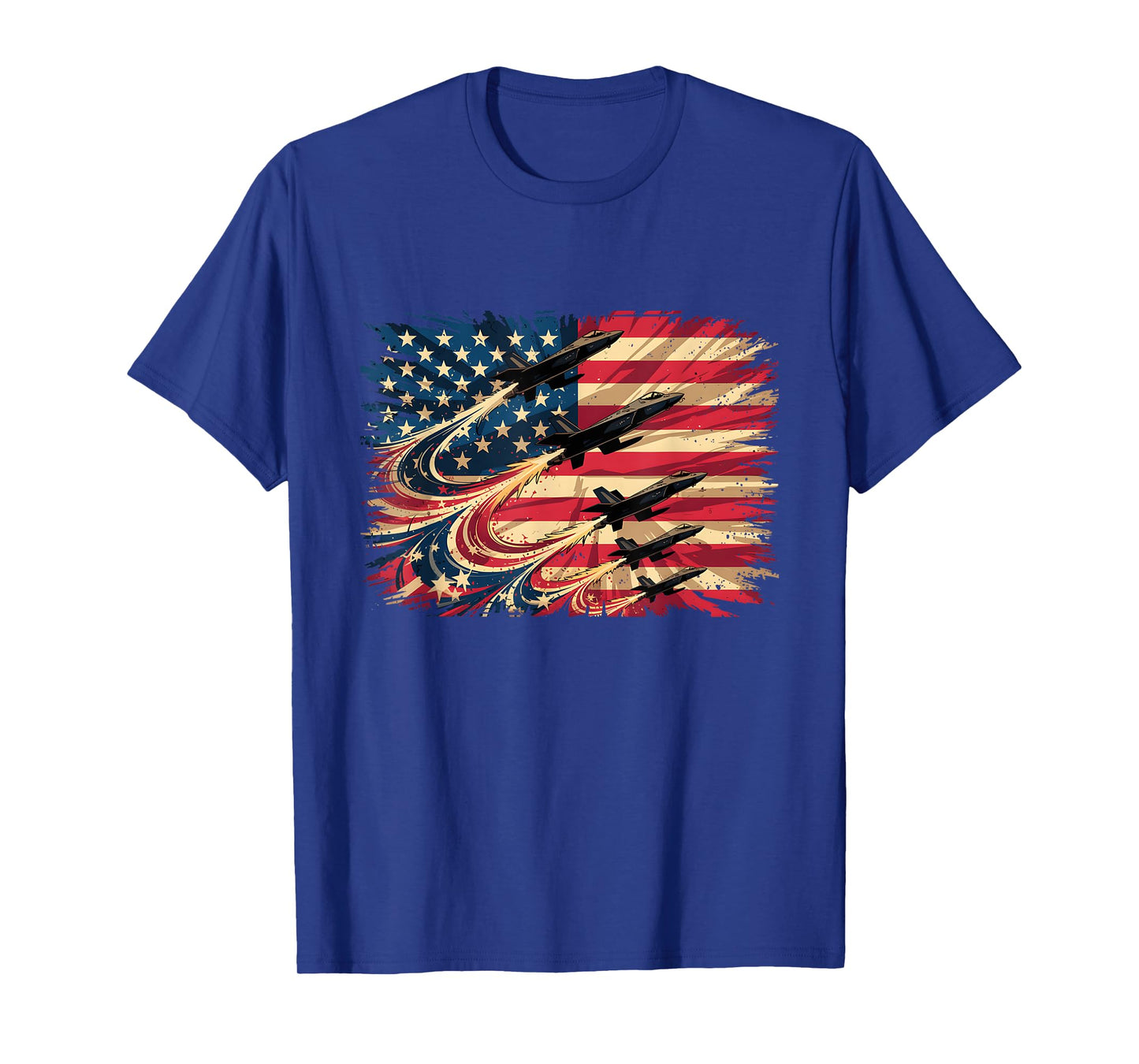 Patriotic Fighter Jets USA American Flag 4th of July Vintage T-Shirt