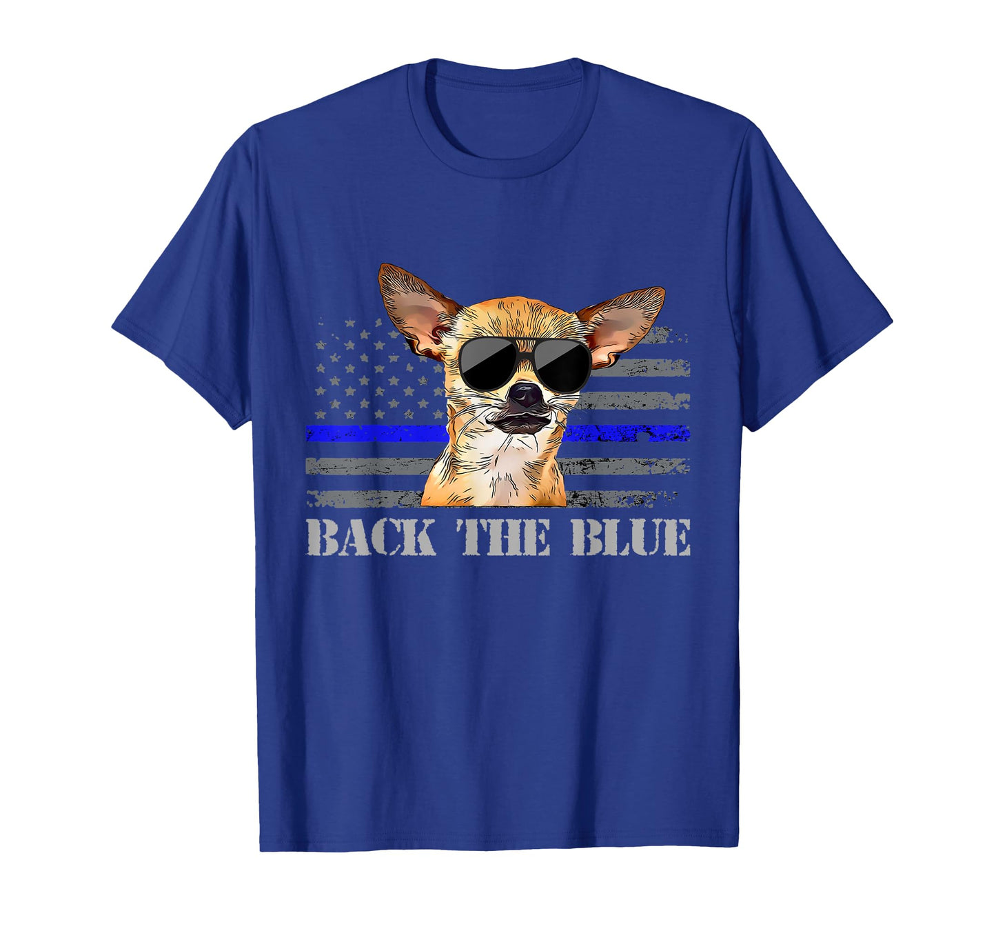 Chihuahua Thin Blue Line American Flag Police Dog T-Shirt