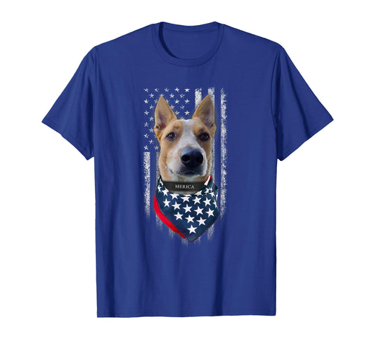 American Flag Red Heeler Dog Women Kids Men T-Shirt