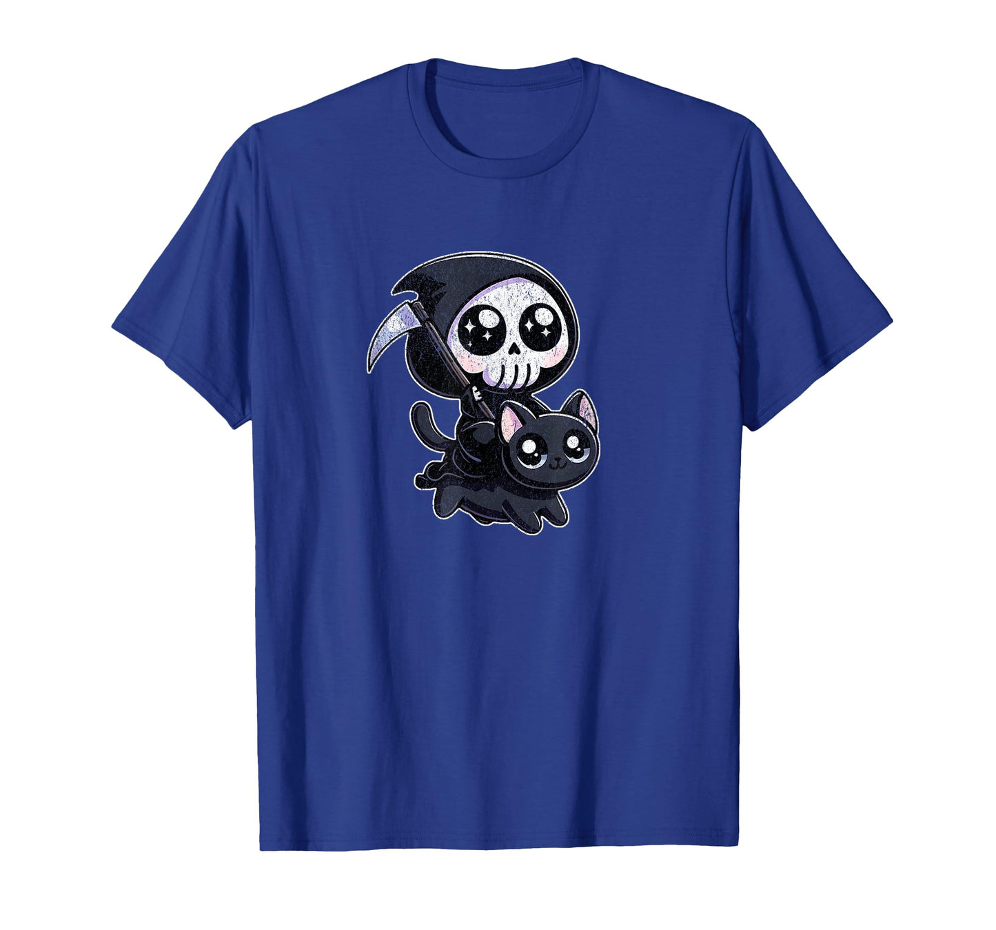 Grim Reaper Riding a Cat Men Women T-Shirt