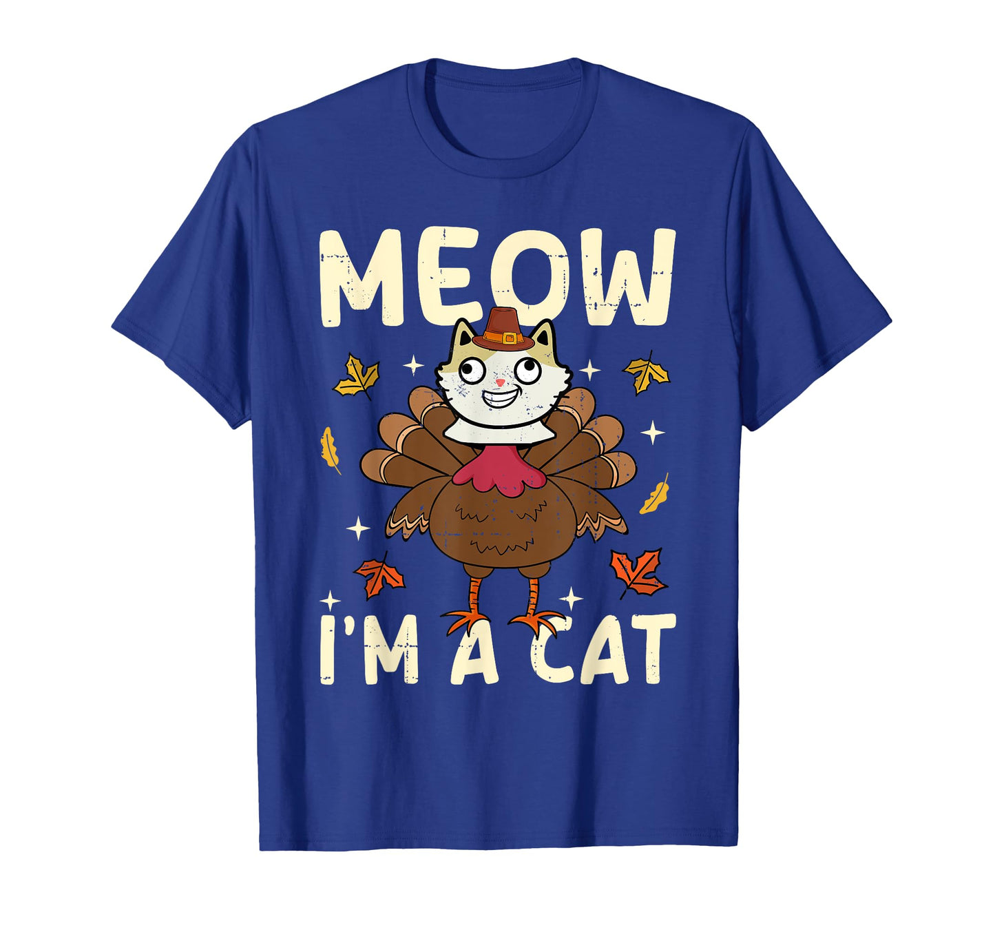 Thanksgiving Fake Cat Thanksgiving Turkey Cat Funny T-Shirt for Men Women Kids