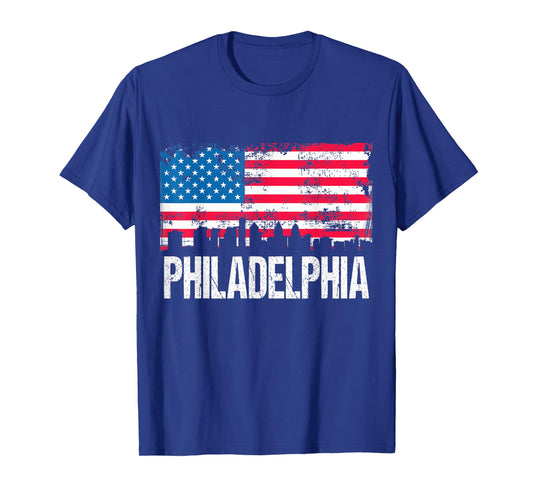 US Flag American City Skyline Philadelphia Pennsylvania USA T-Shirt