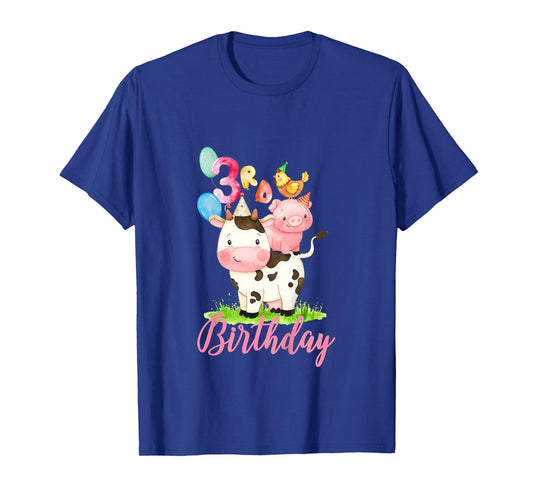 3 years Old Girl Farm Animals It's My 3rd Birthday T-Shirt