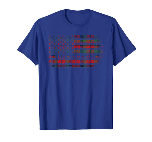 Clan MacNaughton Scottish tartan US flag kilt Scotland T-Shirt