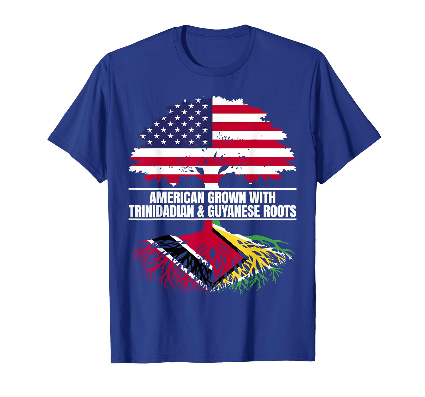 American Grown with Flag Heritage Trinidadian Guyanese Roots T-Shirt