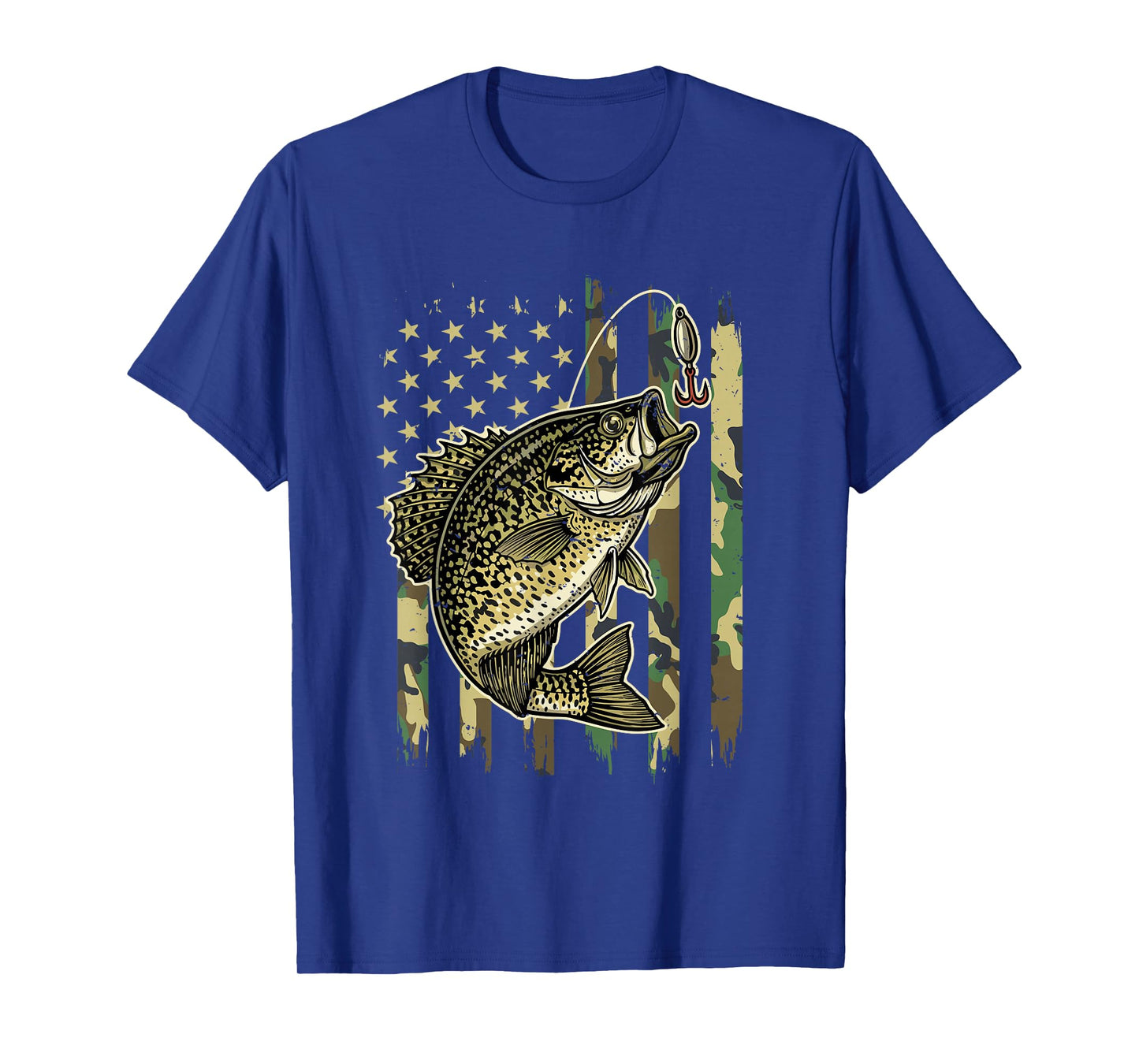 Vintage Crappie Fishing Camo American Flag Fisherman T-Shirt
