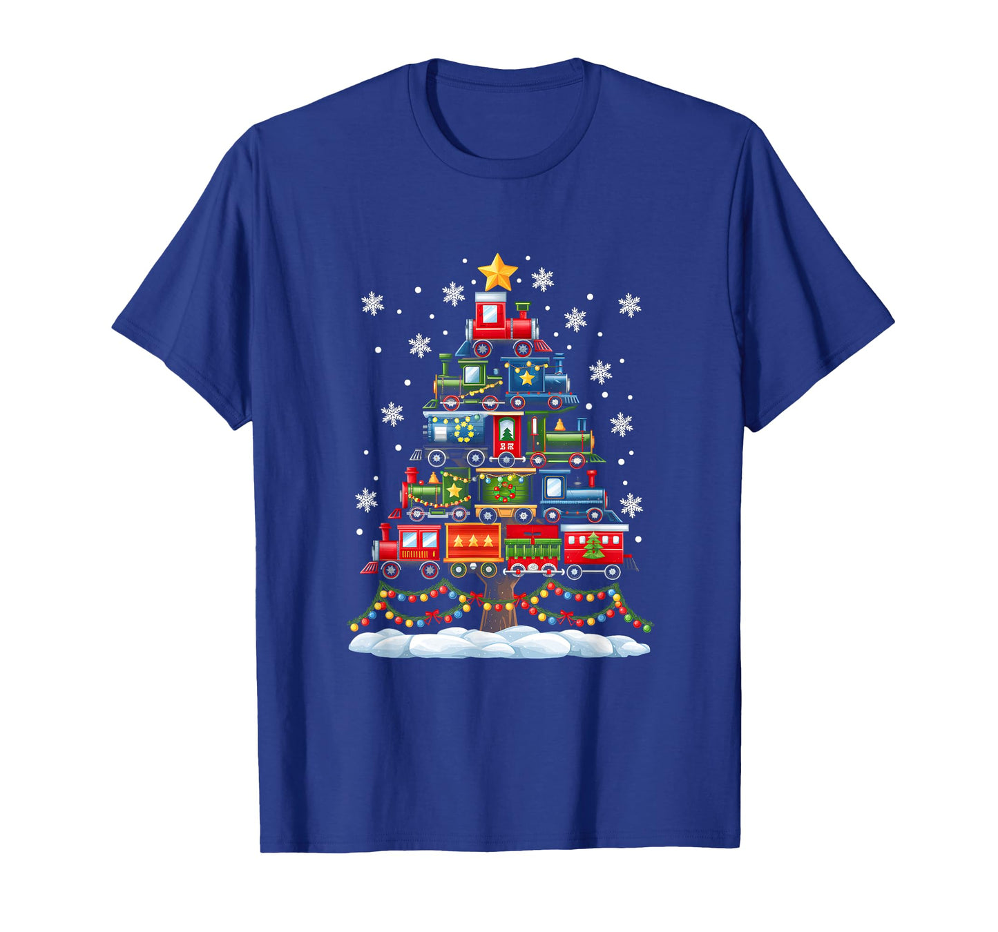 Train Lover Xmas Tree Santa Train Christmas Tree Decoration T-Shirt