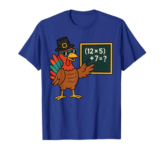 67 Thanksgiving Funny Turkey Math Teacher Six Seven Meme T-Shirt