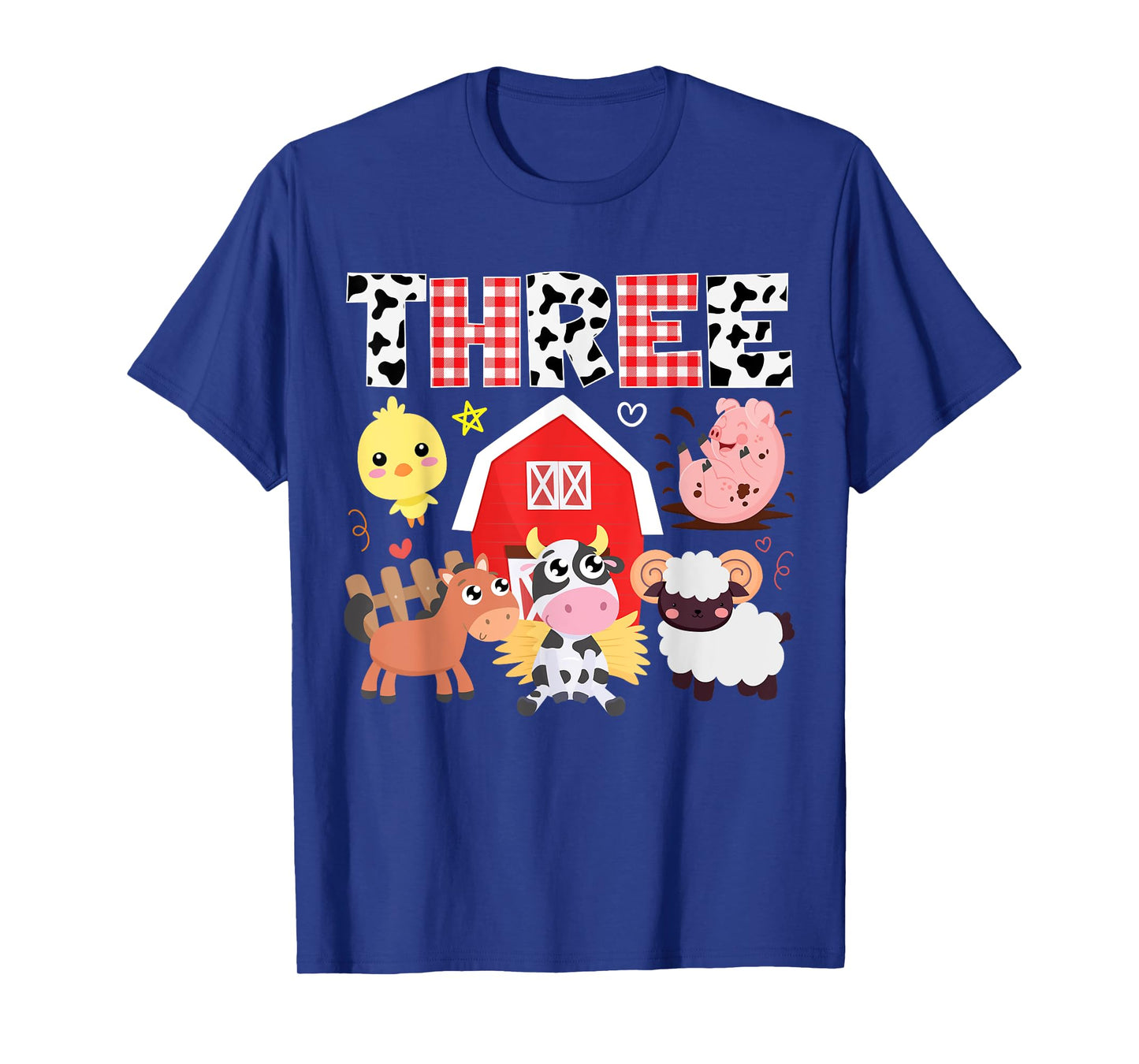 3rd Birthday Three Year Farm Theme Animals Birthday Party T-Shirt