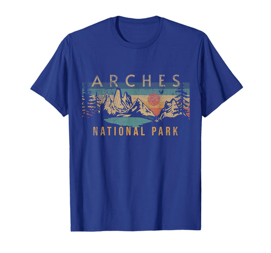 Arches National Park Utah USA Outdoor Vintage T-Shirt - Unisex-Adults, Kids - Black - Small - Crew Neck - Short Sleeve - Modern - Retro Sunset Vintage Design - Hiking, Travel