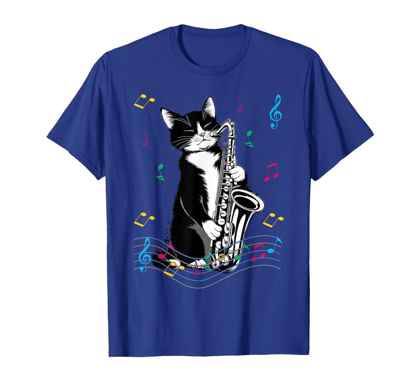 Cat Playing Saxophone Funny Cat Jazz Sax Music Saxophonist T-Shirt