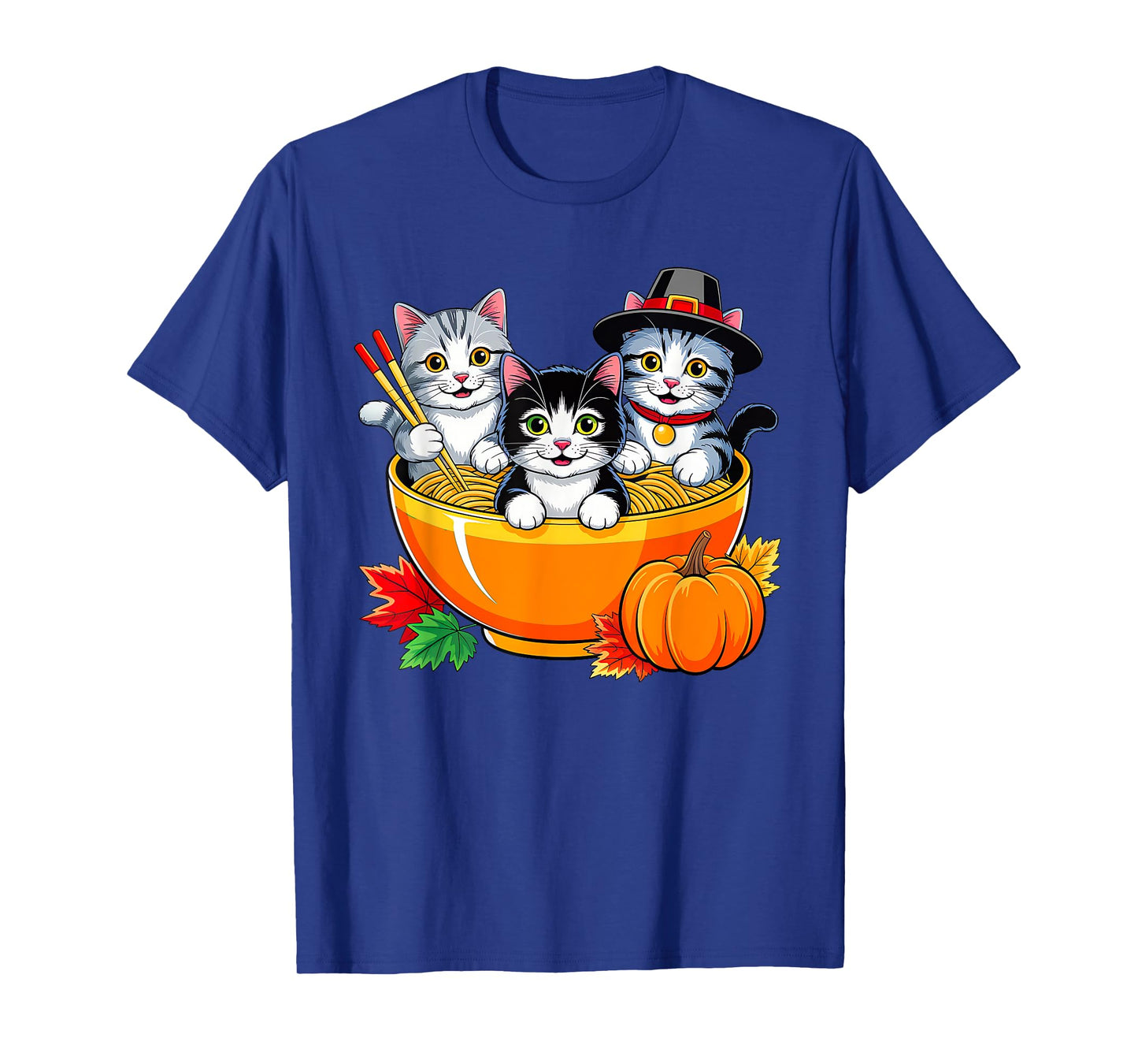 Thanksgiving Cats Ramen Kitten Anime Thankful Fall Men Women T-Shirt