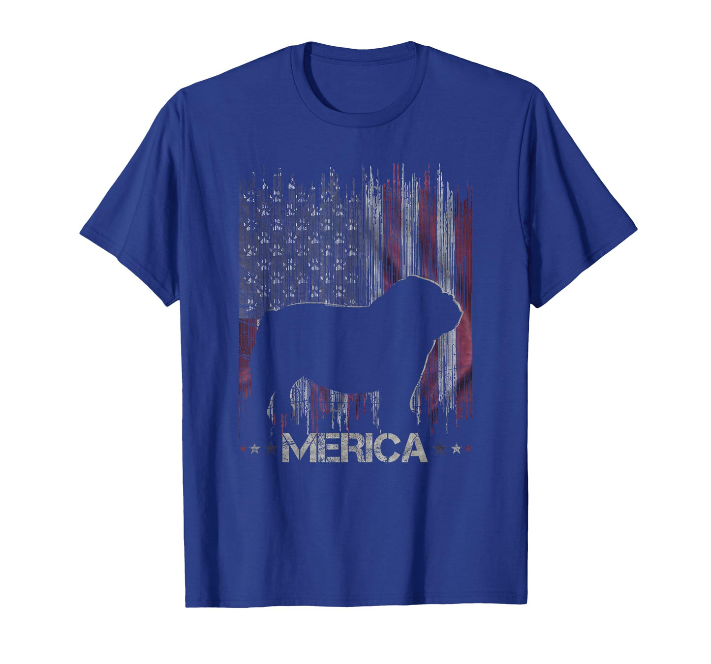 Vintage Bulldog, Merica Bulldog USA Flag Silhouette T-Shirt