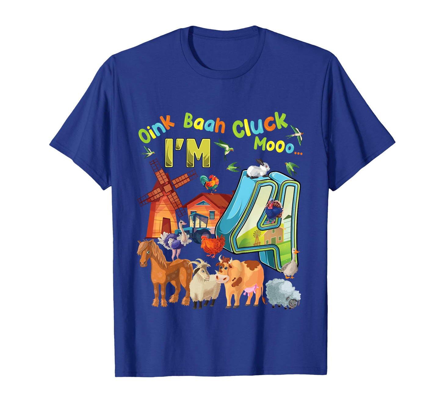 Barnyard 4th Birthday Farm Animals 4 Years Old Farming T-Shirt