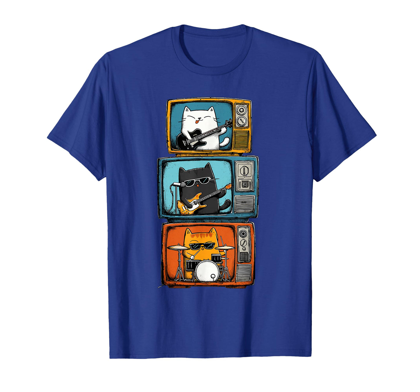 Novelty Cats Band Guitar Drums Men Kids Women Funny Y2K T-Shirt