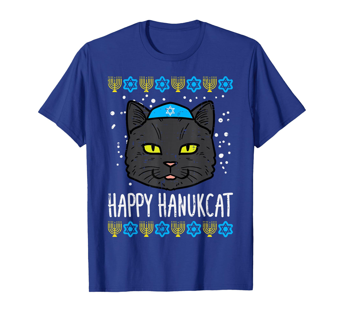 Happy Hanukcat Cat Ugly Hanukkah Chanukah Jew Men Women Kids T-Shirt