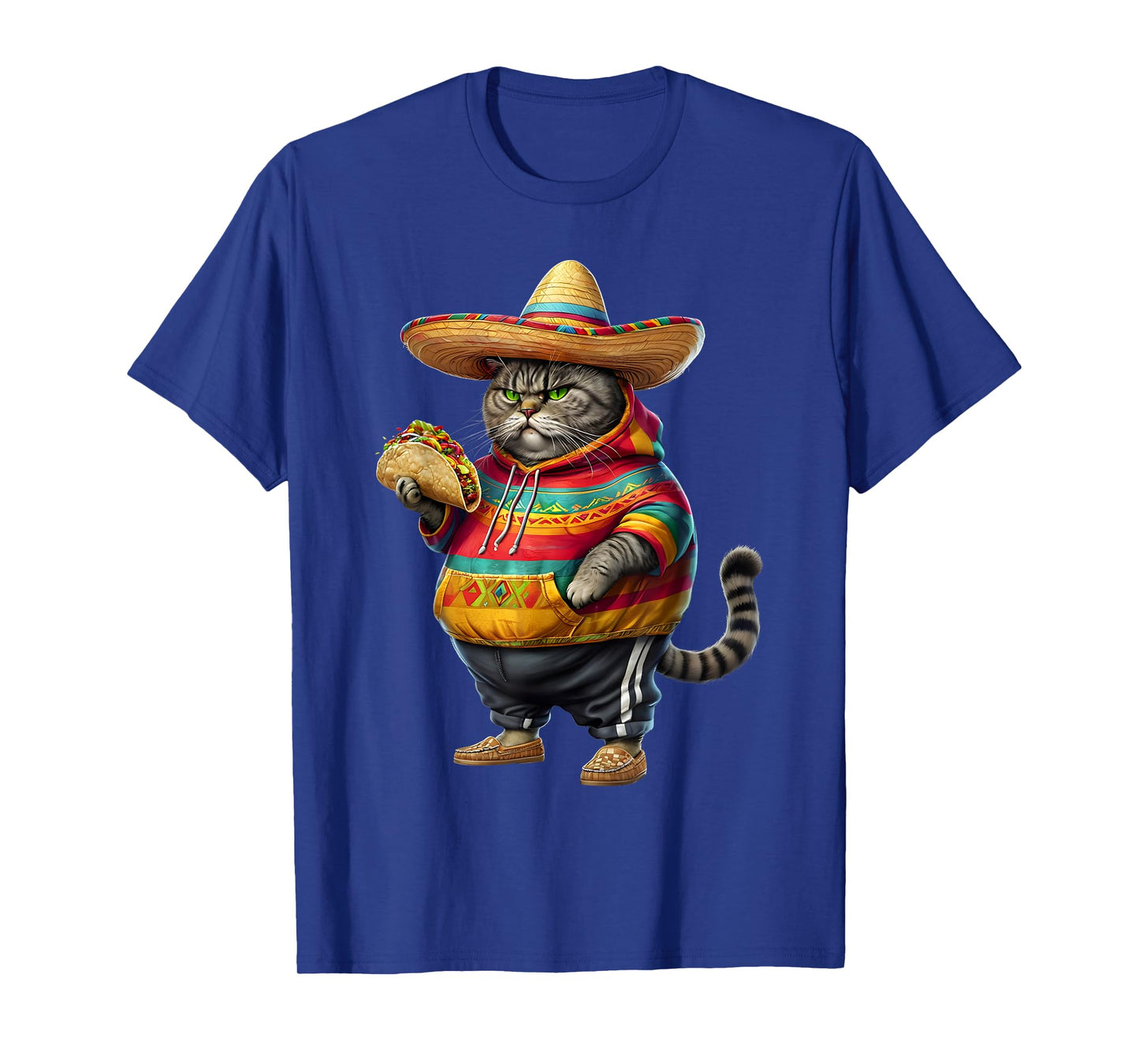 Funny Fat Cat Cinco De Mayo Fat Kitten Cat with Taco Mexican T-Shirt