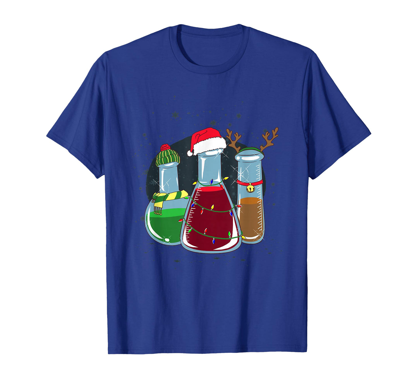 Chemical laboratory bottles, Santa, reindeer, Christmas T-Shirt