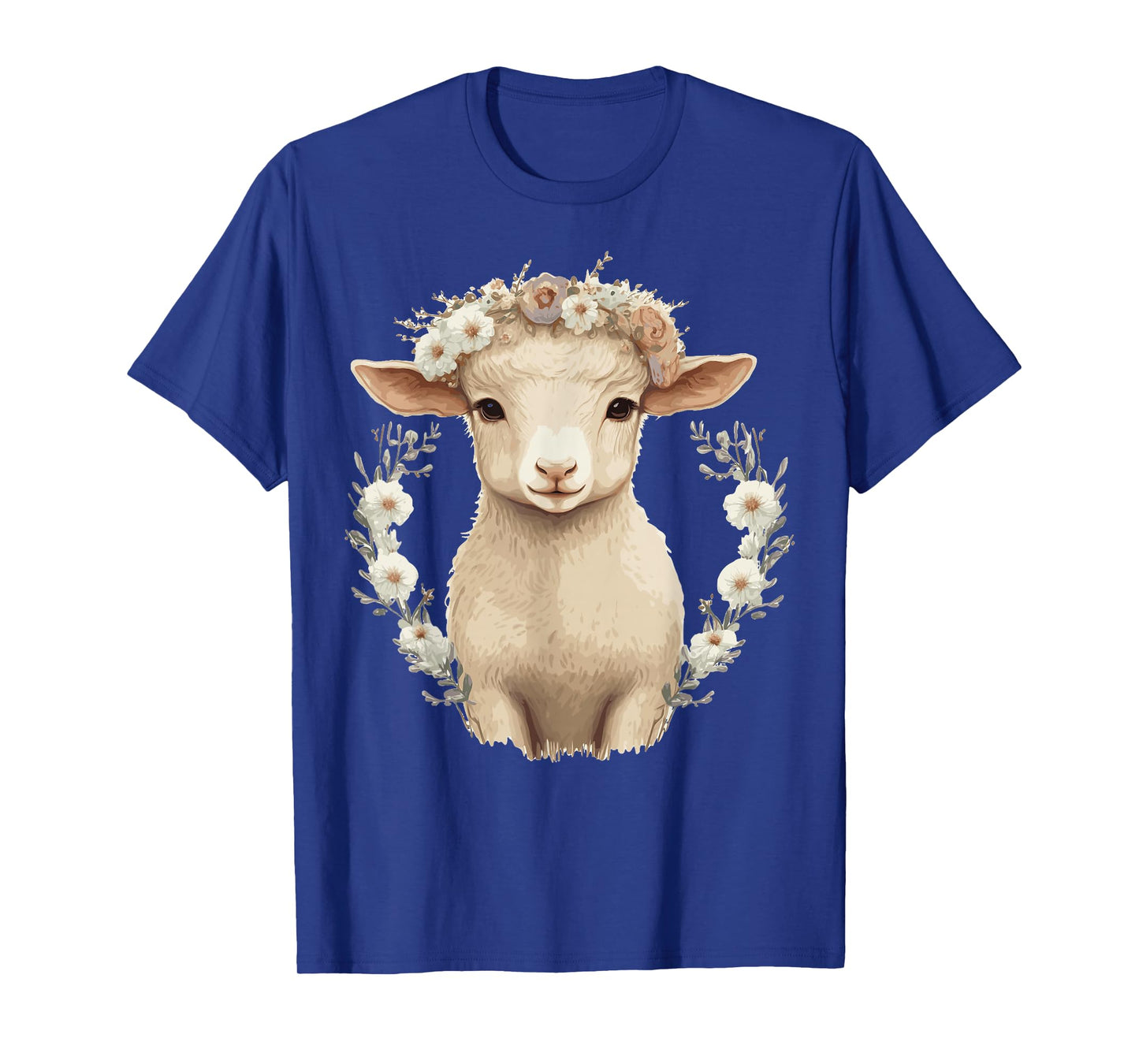 Cute Lamb Flower Crown Sheep Baby Floral Farm Animal Pet T-Shirt