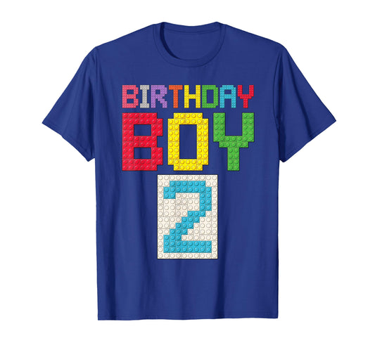 2nd birthday Boy master builder 2 years old block building T-Shirt