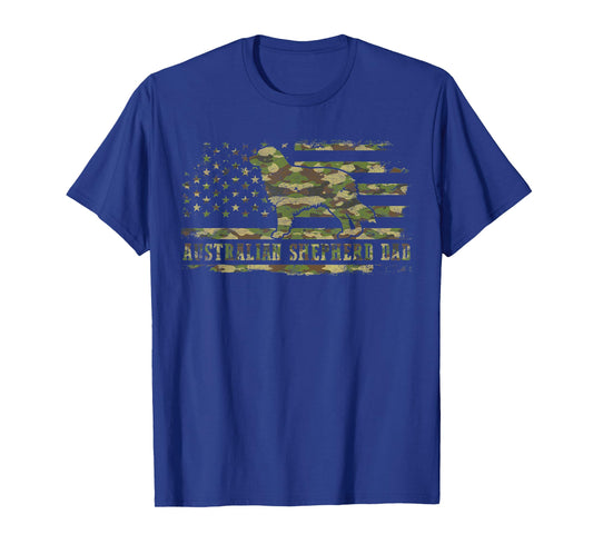 Australian Shepherd Dad Camo American Flag Patriotic Dog T-Shirt for Men