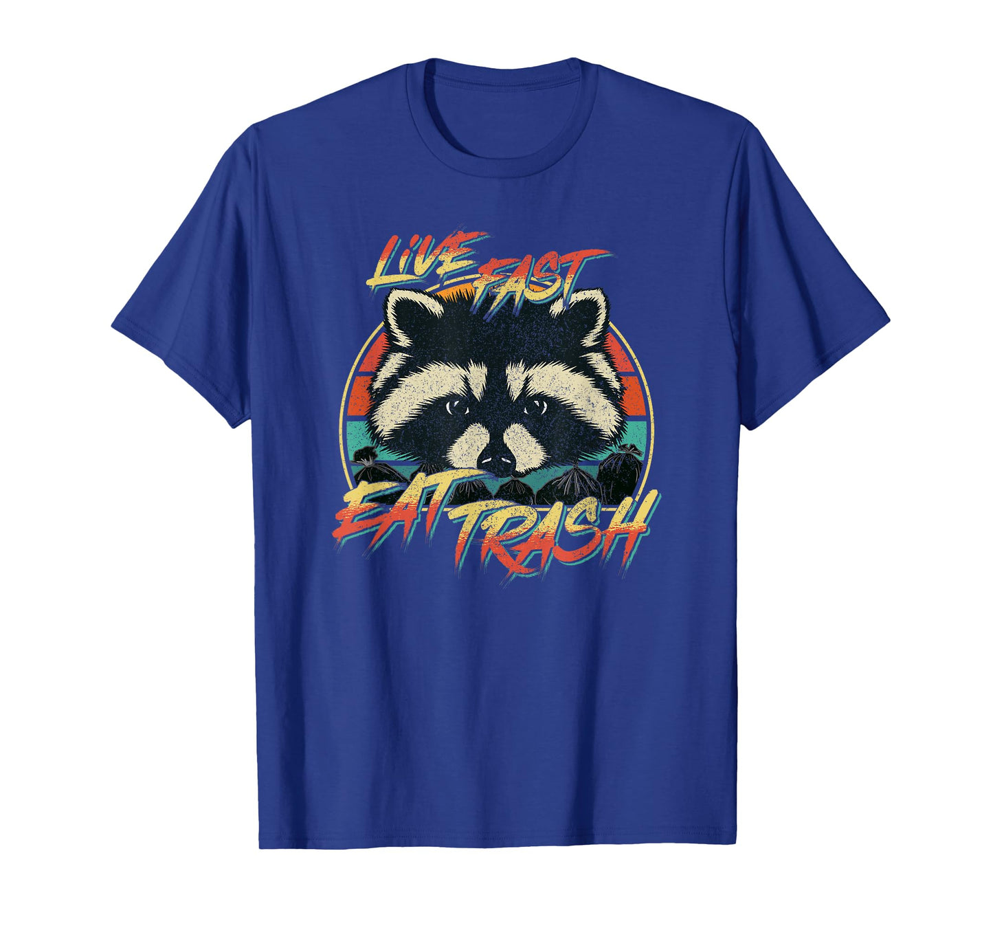 Live Fast Eat Trash Funny Retro Trash Panda Raccoon T-Shirt
