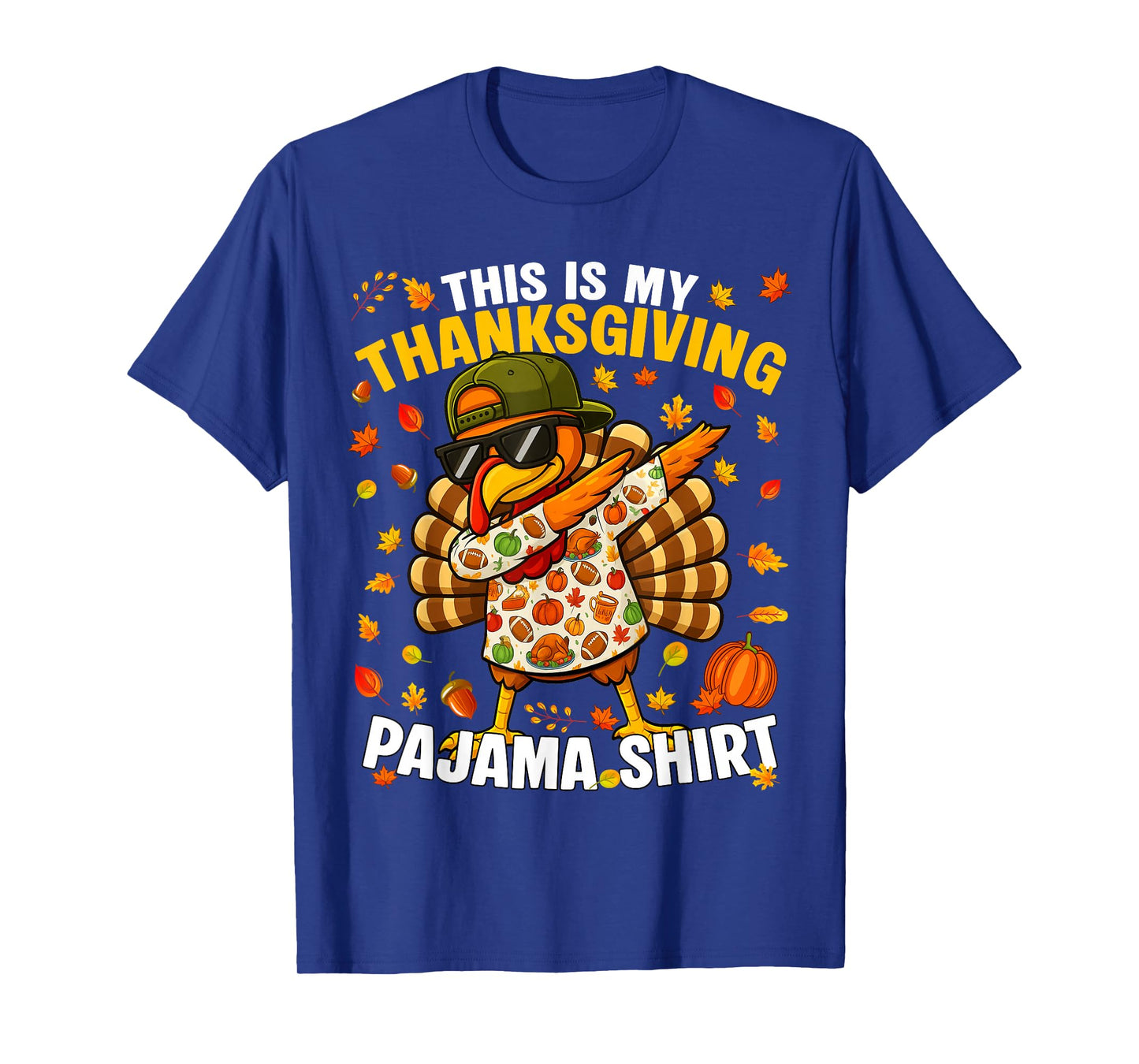 Funny Dabbing Turkey Thanksgiving Pajamas PJs Sports Boy Kid T-Shirt