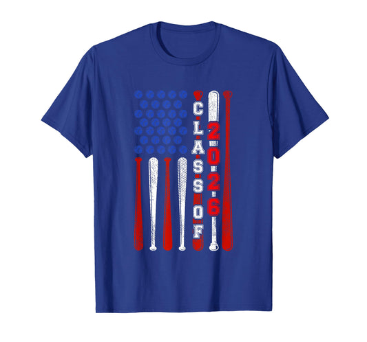 Senior 2026 Baseball American Flag Class of 2026 Graduation T-Shirt