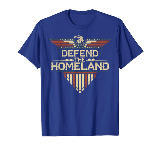 Defend The Homeland – USA Flag Eagle Retro Sci-Fi Design T-Shirt