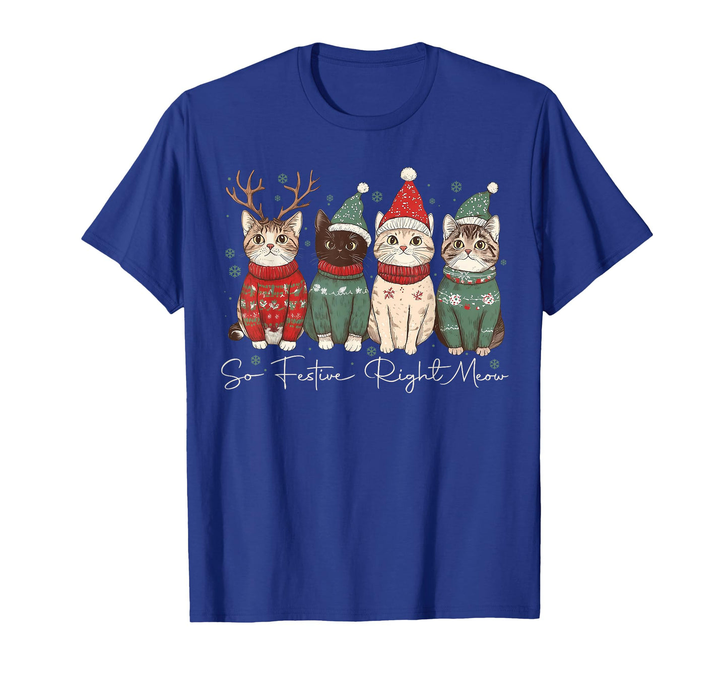 So Festive Right Meow Funny Cozy Cat Christmas Santa Holiday T-Shirt
