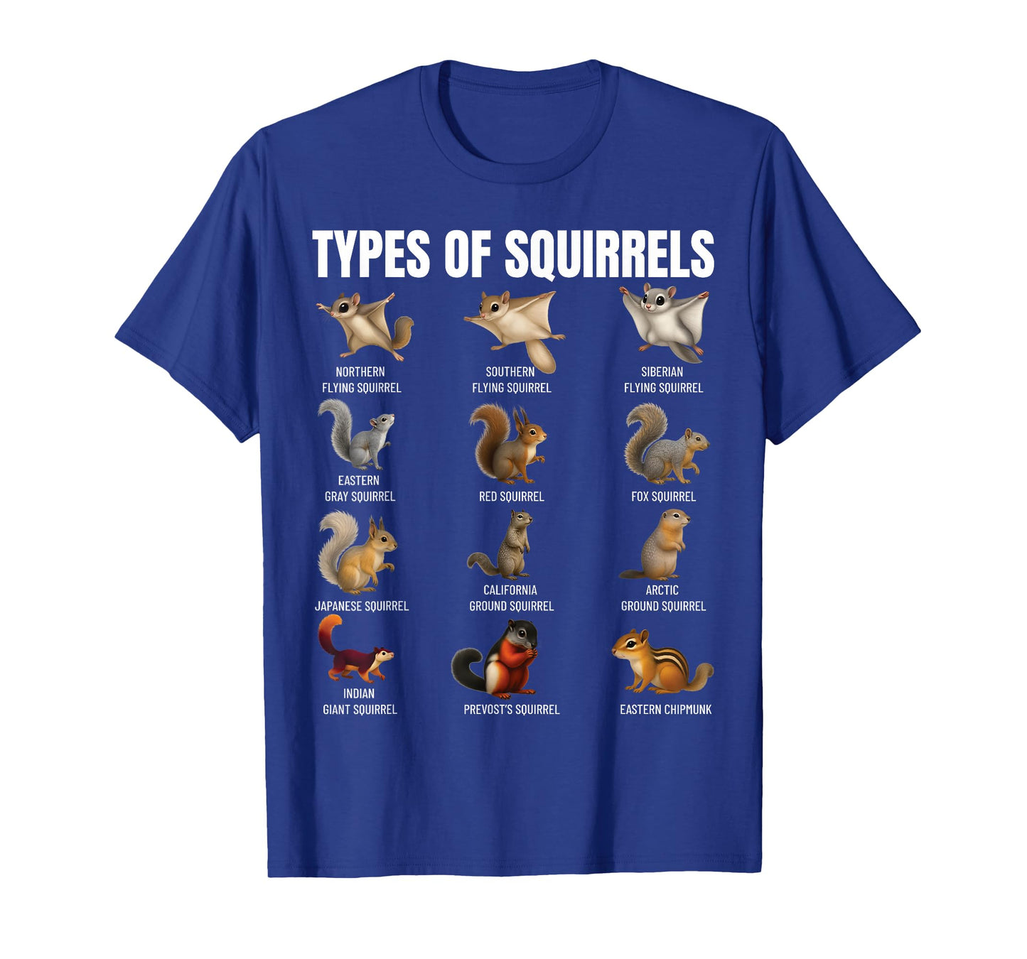 Types of Squirrels Identification Chart Species of Squirrels T-Shirt