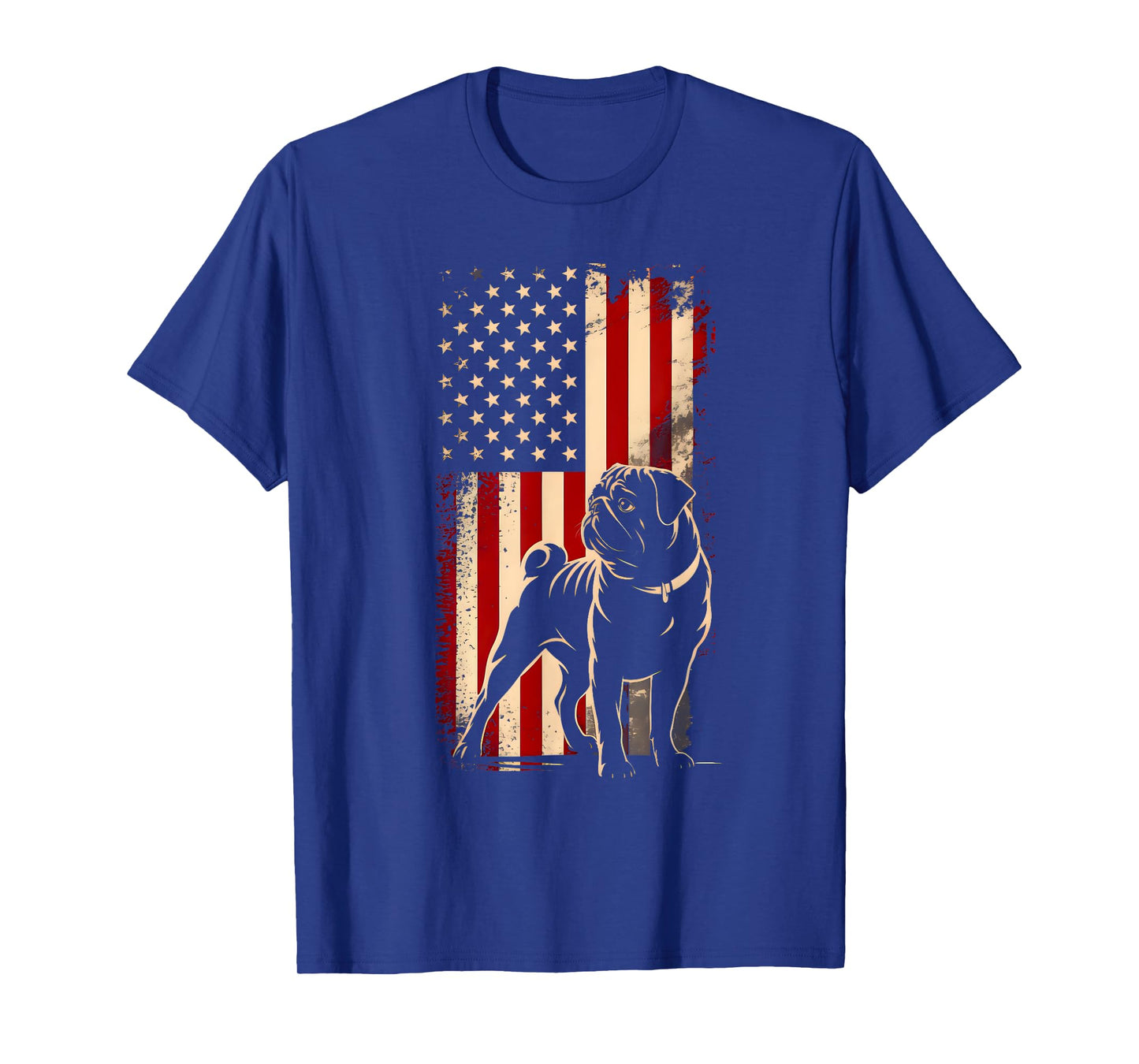 Pug American US Flag 4th Of July Patriot Dog Lover Men Women T-Shirt