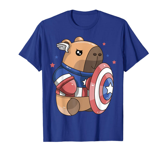 Capybara 4th Of July Shirt Boys American Flag Boy Girl Kids T-Shirt