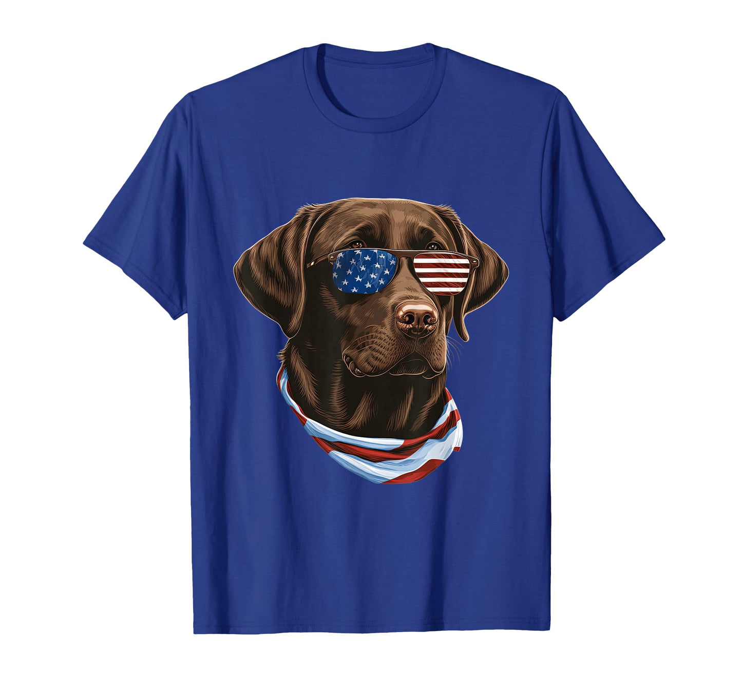 Chocolate Labrador With USA Sunglasses And Flag T-Shirt