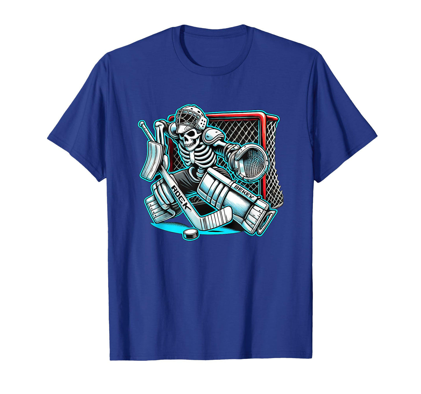 Halloween Skeleton Goalie Hockey T-Shirt
