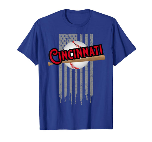 Cincinnati OH USA Flag The Queens Chip City Basic Cincy T-Shirt