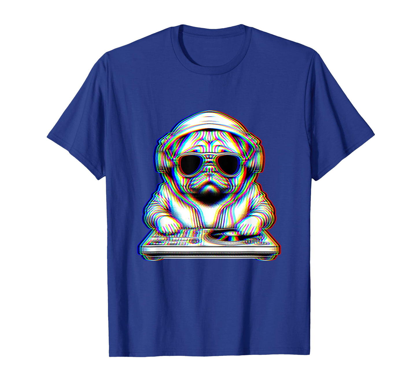 Trippy Pug Dog Dj Optical Illusion Rave EDM Festival Music Men Women T-Shirt