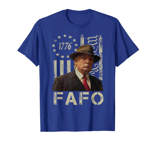 Funny Fafo Trump Photo USA Flag Retro Distressed T-Shirt