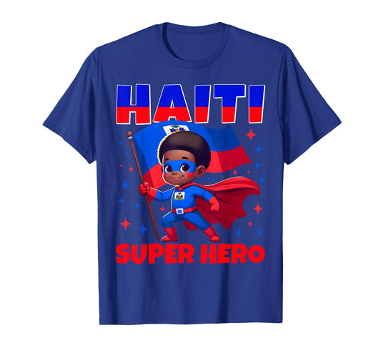 Haiti Super Hero Haiti Flag Melanin for Black Boys Kids T-Shirt