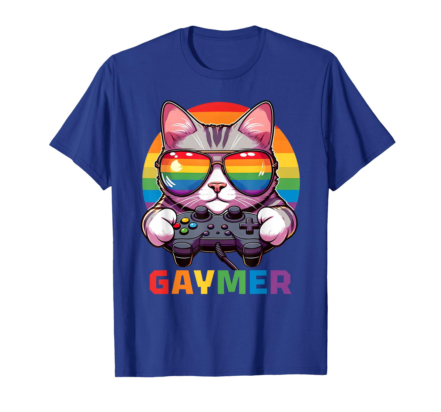 Funny Gaymer Cat Gamer LGBTQ Pride Rainbow Video Game Lover T-Shirt for Men Women