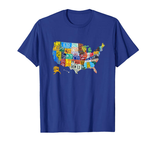 License Plate American Flag US Map Art American Map Shirt T-Shirt