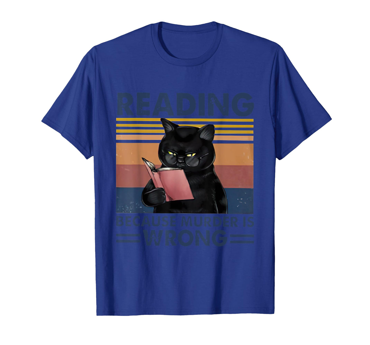 Reading Because Murder Is Wrong Vintage Reader Cat T-Shirt for Men Women