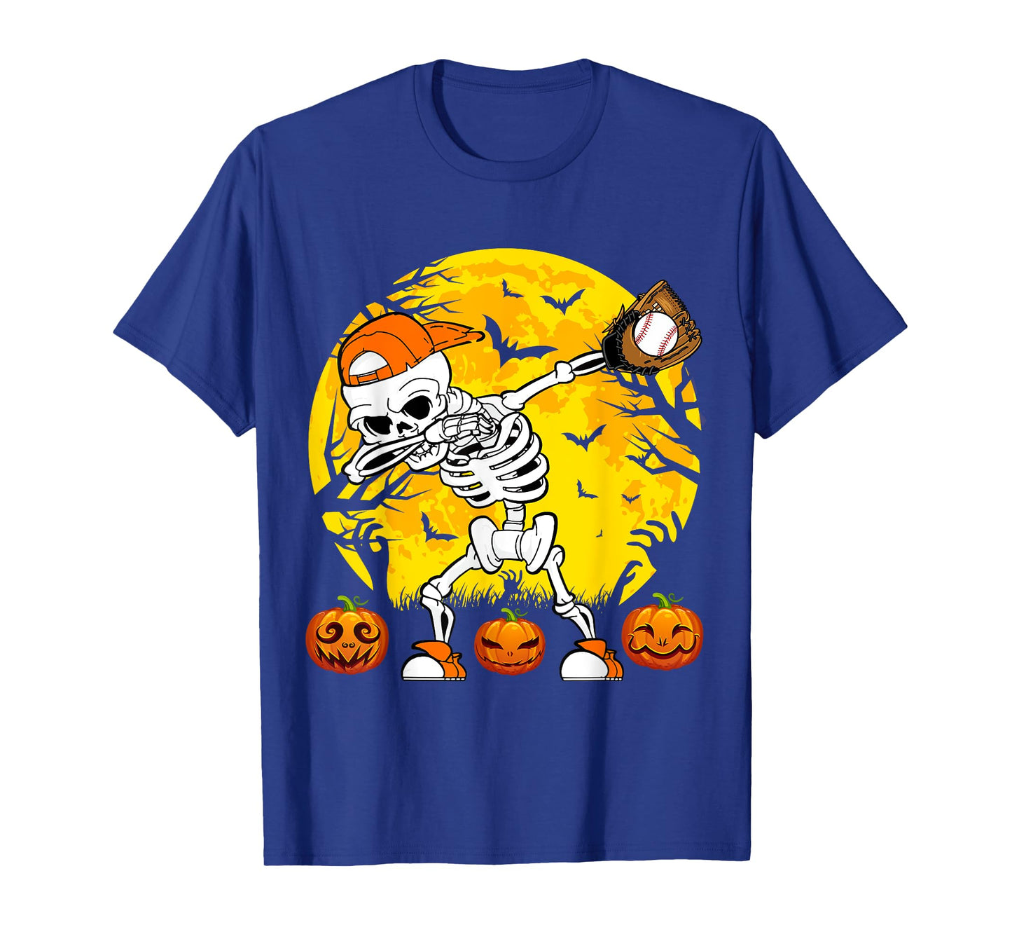 Baseball Halloween Dabbing Skeleton Funny Halloween Baseball T-Shirt
